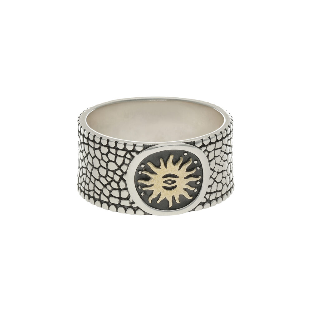 Alternative view of Bague jonc homme soleil argent