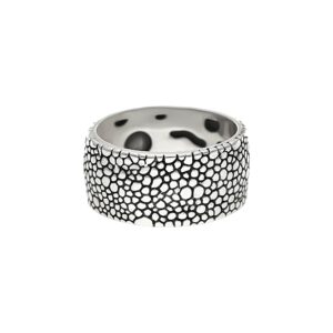 Bague anneau écailles homme argent 925 motif ciselé sur toute la surface 13,95g grandes tailles