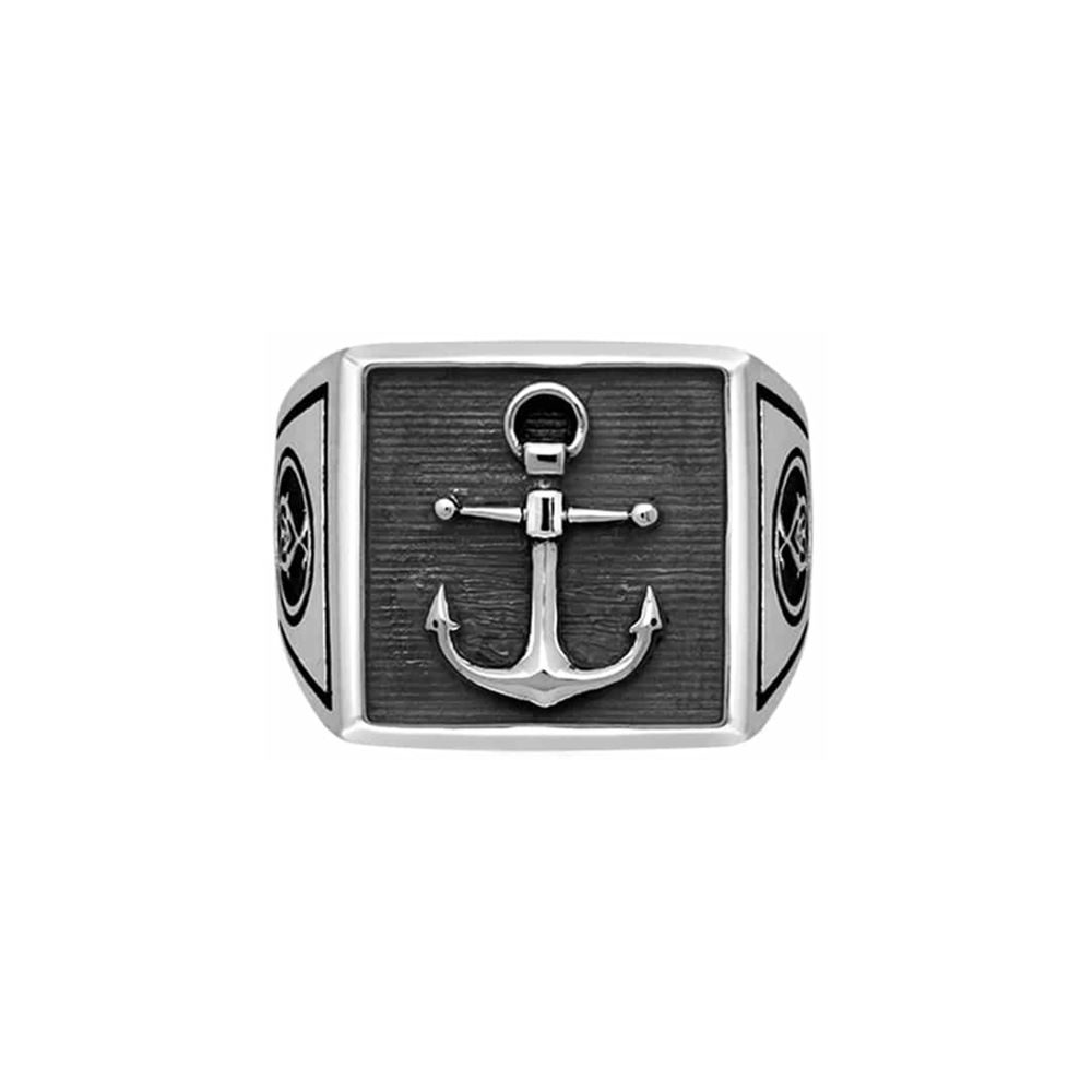 Chevalière Ancre Marine Argent Homme