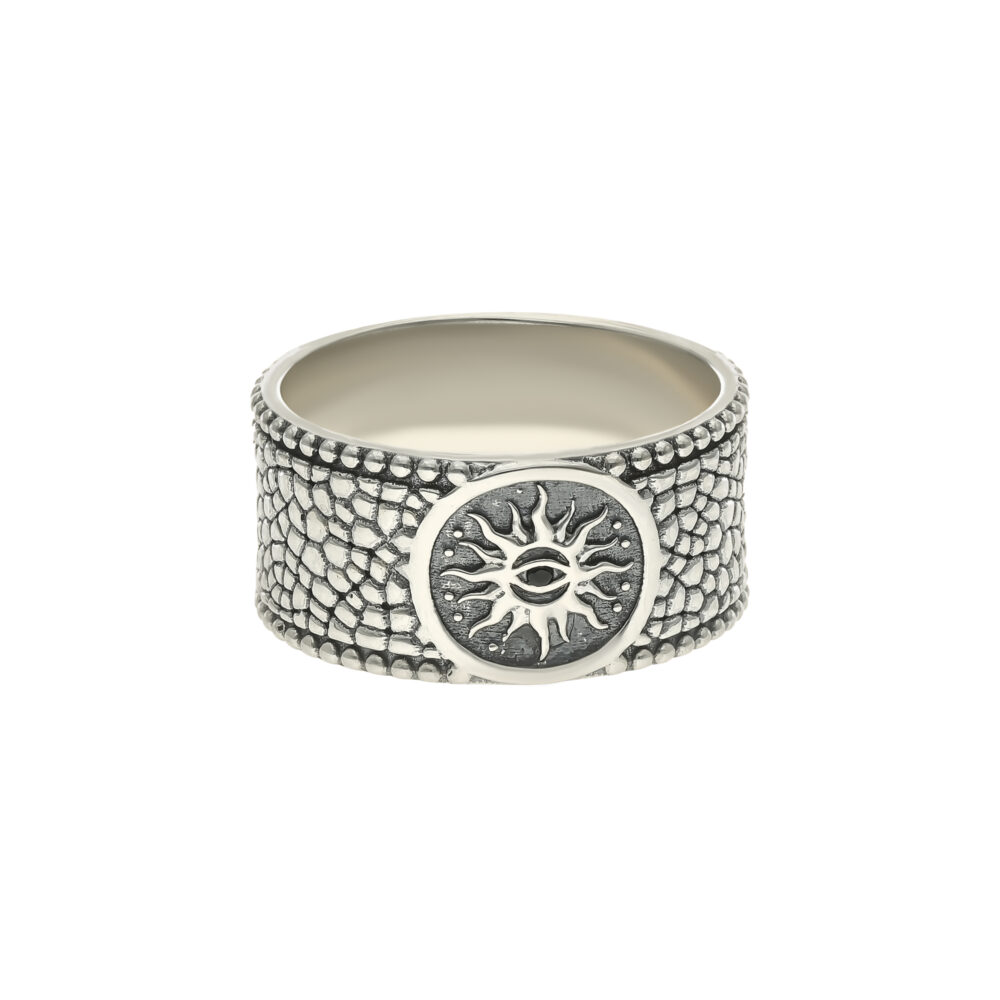 Bague jonc homme soleil argent