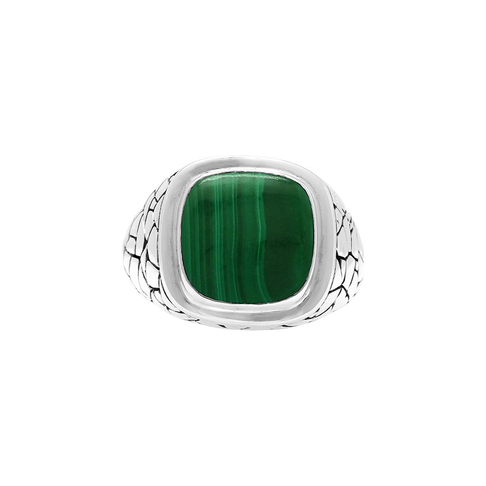 Bague en argent homme écaille et pierre