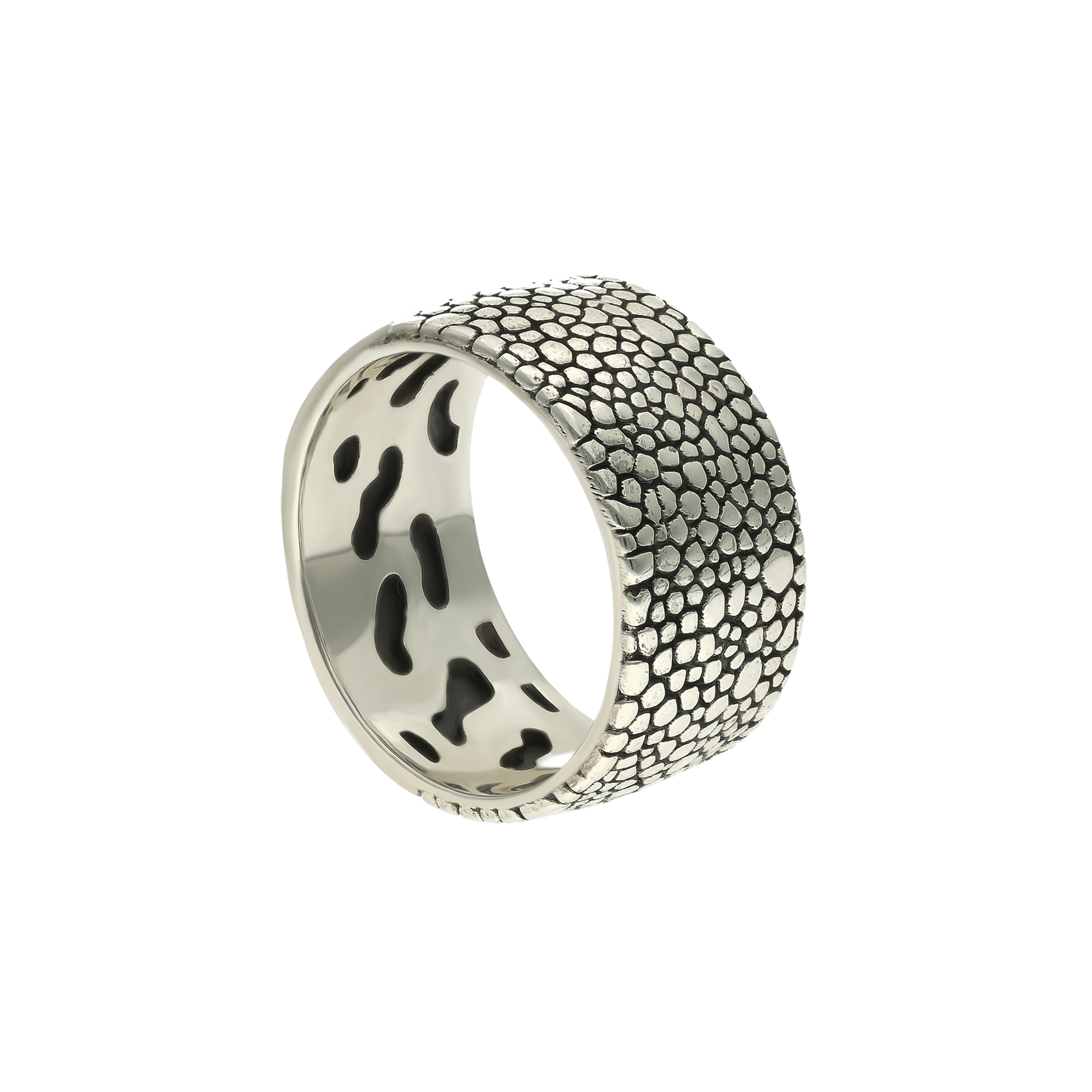 Bague anneau écailles argent homme 13,95 g — détail motif écailles artisanal, Orus Rings