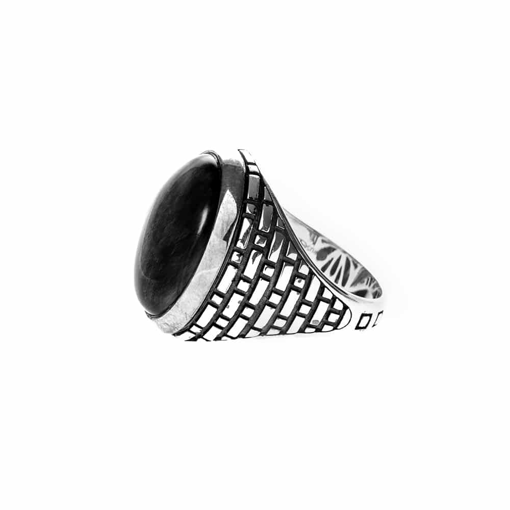 Bague homme argent onyx