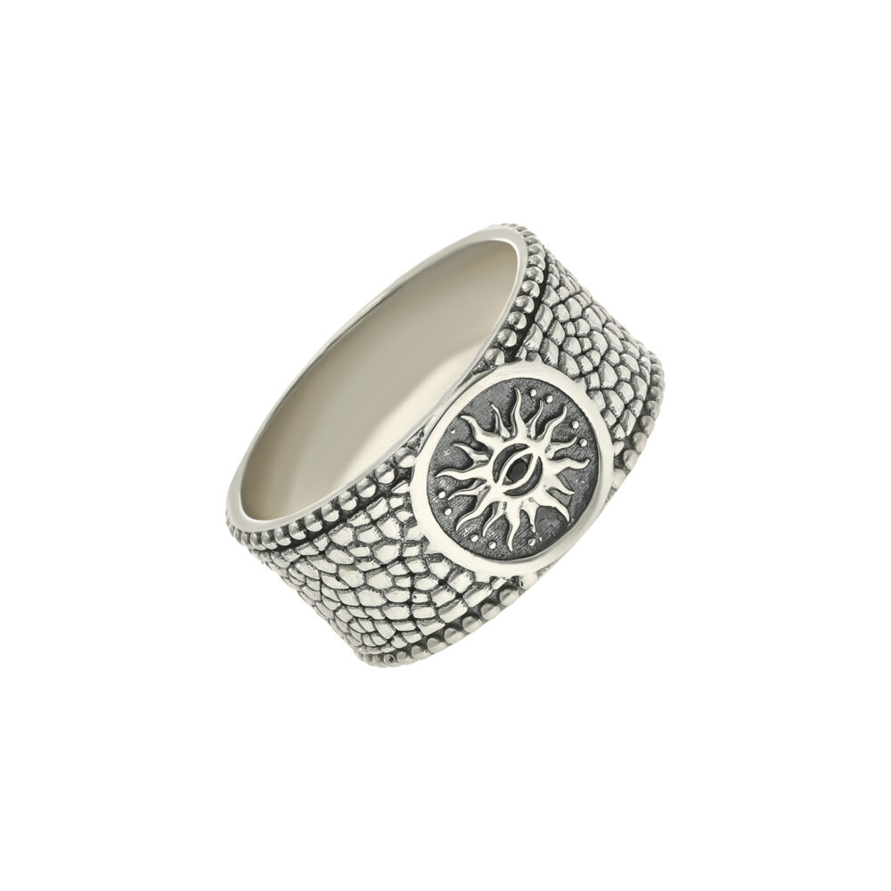 Bague jonc homme soleil argent - Orus Rings