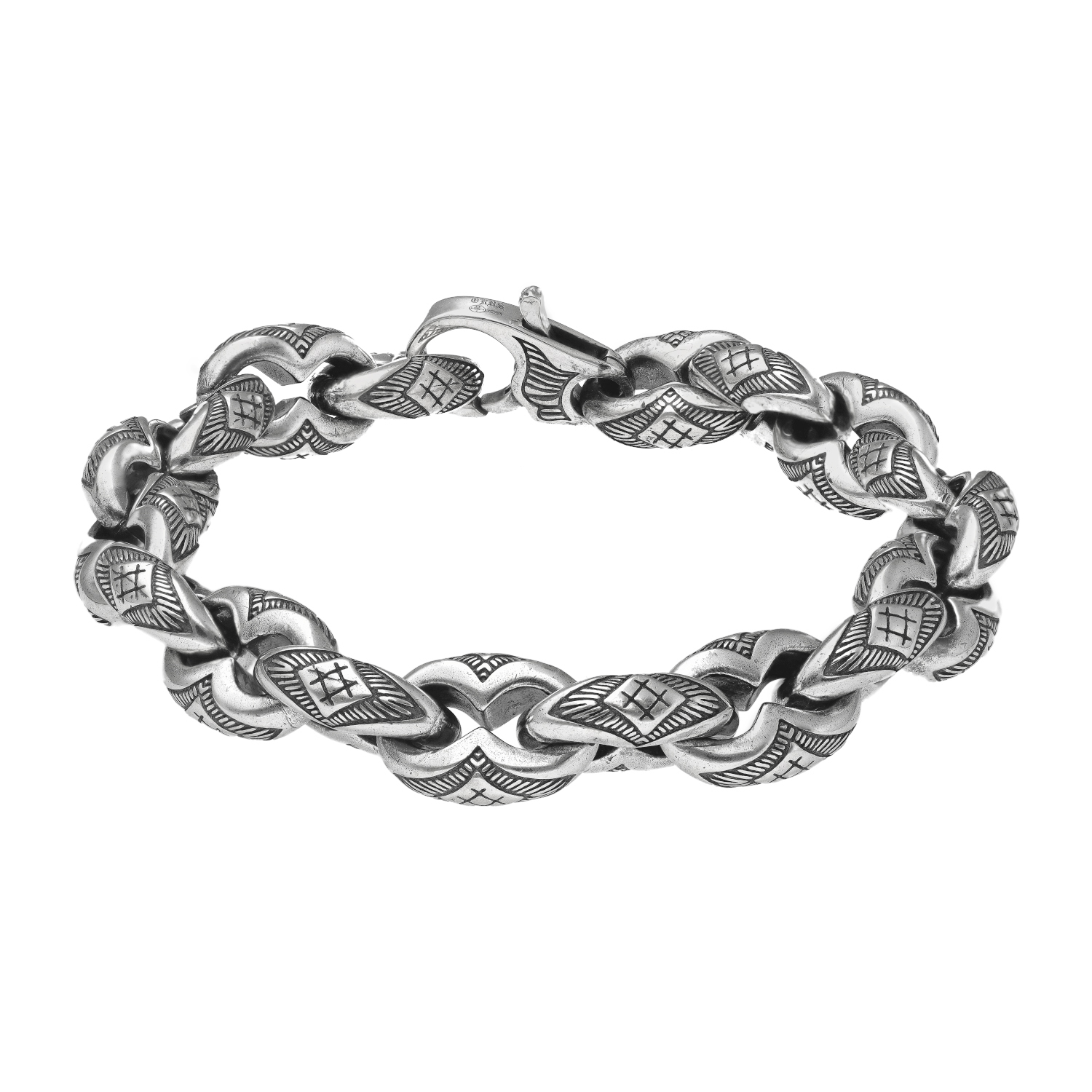 bracelet-homme-argent-structure-tribal-maille-grain-de-cafe
