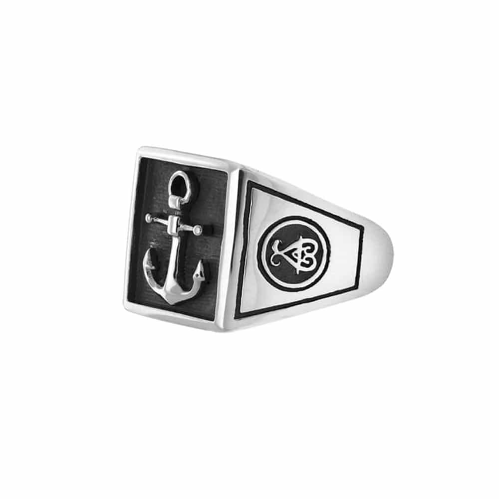 Alternative view of Chevalière Ancre Marine Argent Homme