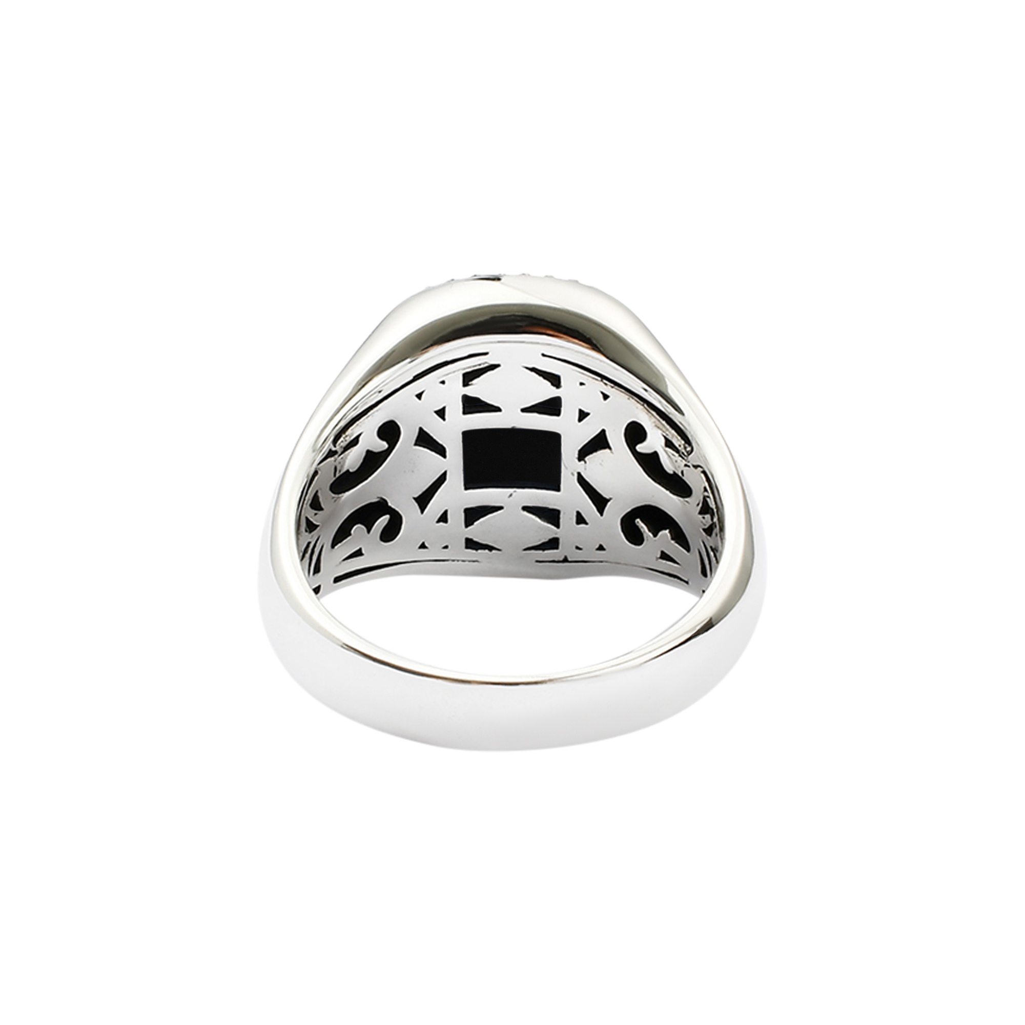 Chevalière argent homme Cavalier d'Enfer avec pierre naturelle onyx noir — Orus Rings