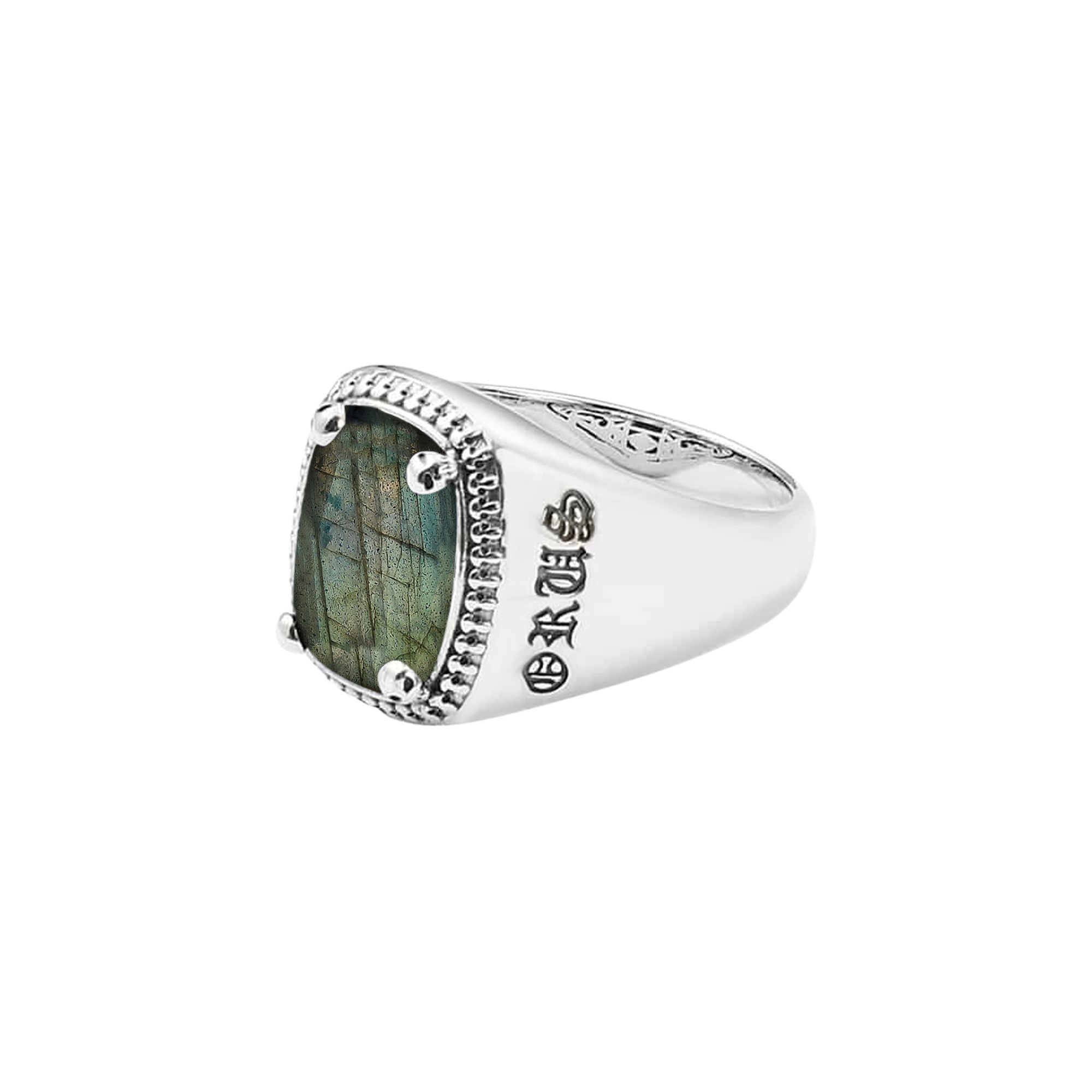 Chevalière Cavalier d'Enfer Orus Rings — version labradorite, argent 925