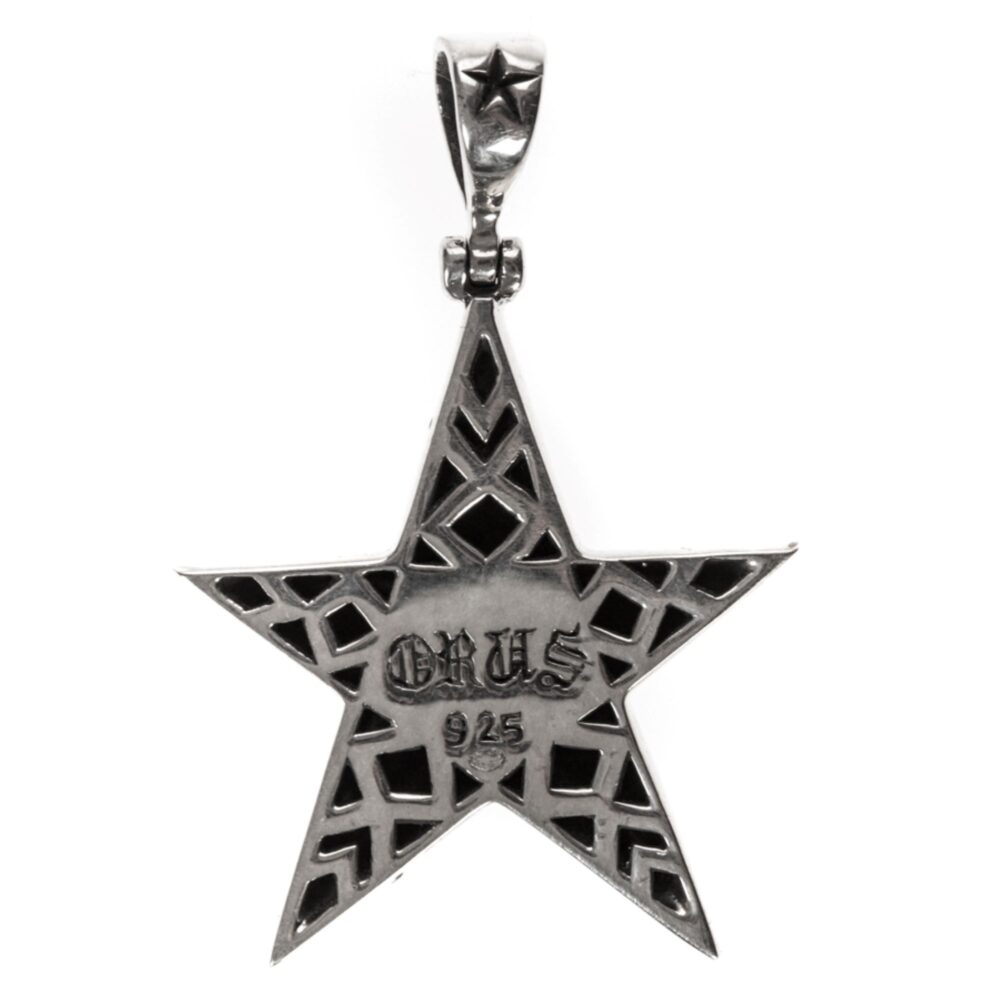 Alternative view of Collier étoile pavée argent serti pierres noires