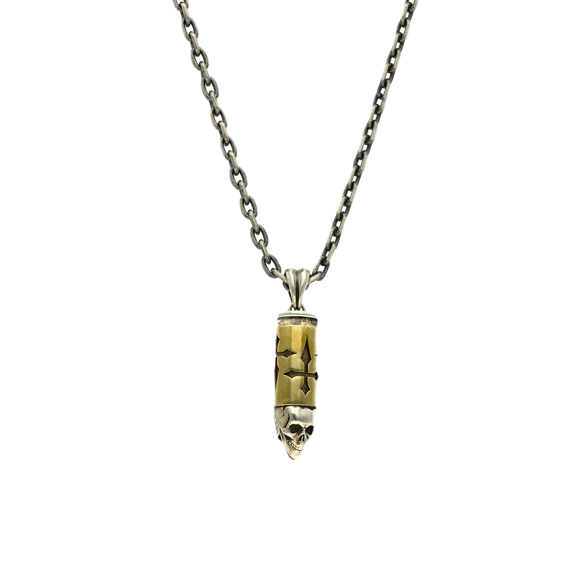 collier-homme-argent-bronze-balle-tete-de-mort